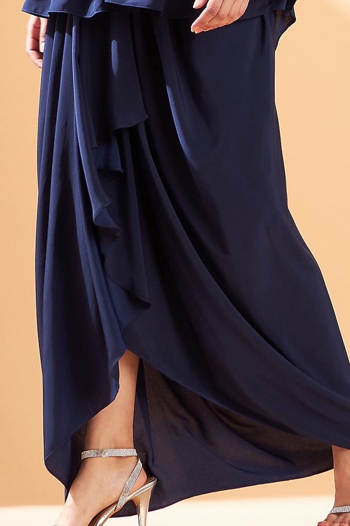 Navy Blue Silk Crepe Co-Ord Set by Aakaar at Pernia's Pop Up Shop