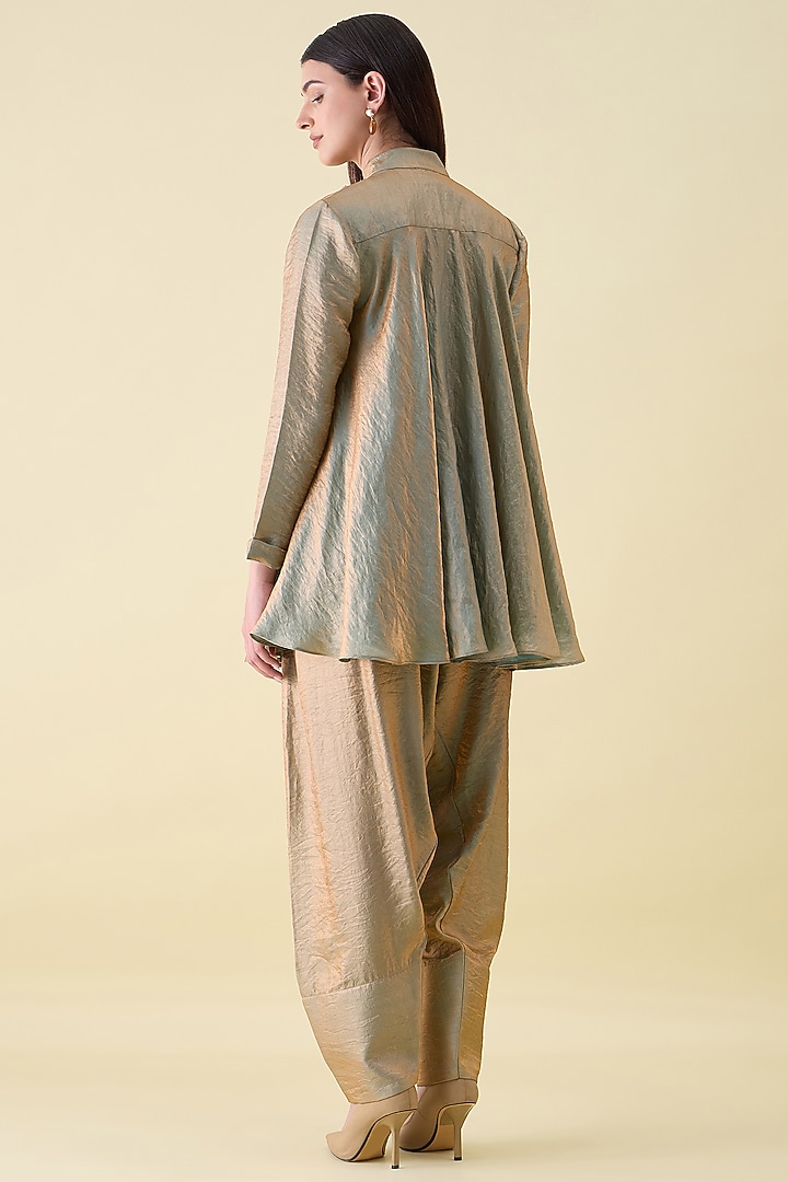 Fawn Dual Silk Embellished Tunic Set by Aakaar at Pernia's Pop Up Shop