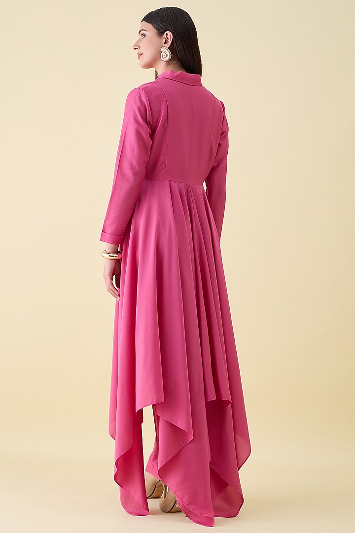 Pink Cotton Silk Floral Embroidered Tunic Set by Aakaar at Pernia's Pop Up Shop