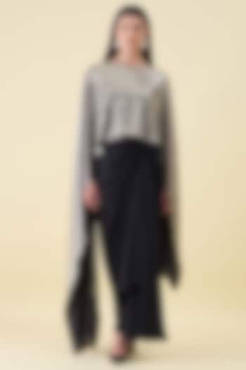 Black & Gold Cotton Silk Draped Maxi Summer Dress by Aakaar at Pernia's Pop Up Shop
