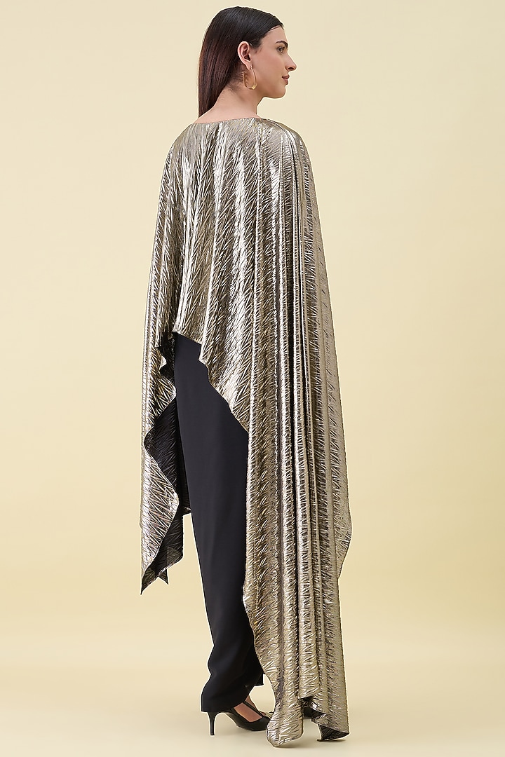 Black & Gold Cotton Silk Draped Maxi Summer Dress by Aakaar at Pernia's Pop Up Shop