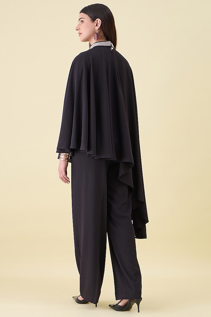 Black Moss Crepe Embellished Tunic Set by Aakaar at Pernia's Pop Up Shop