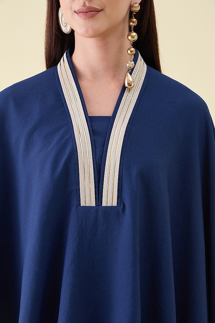 Navy Moss Crepe Skirt Set by Aakaar at Pernia's Pop Up Shop