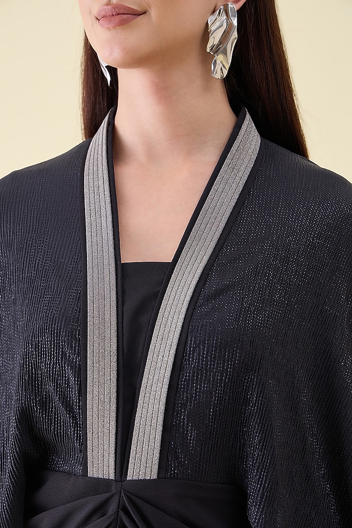 Black Moss Crepe Embellished Kaftan Set by Aakaar at Pernia's Pop Up Shop