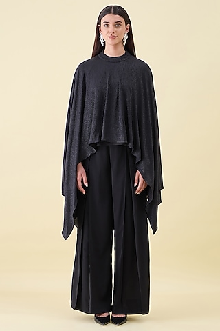 Black Moss Crepe Kaftan Set by Aakaar