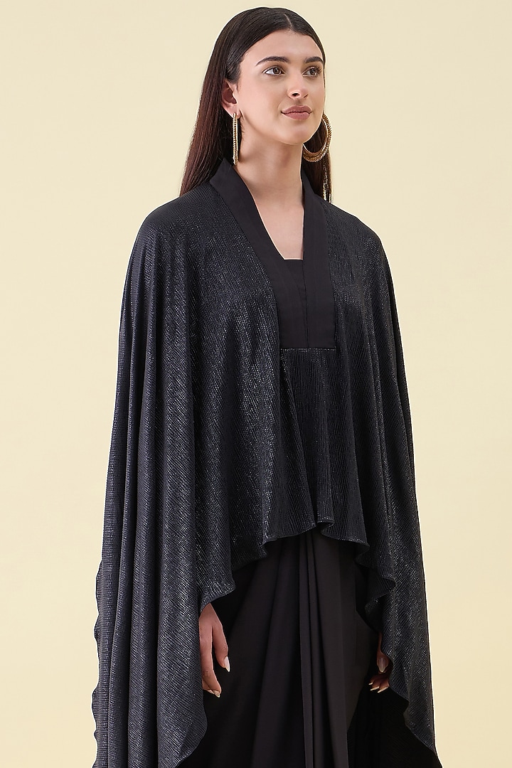 Black Moss Crepe Kaftan Set by Aakaar at Pernia's Pop Up Shop