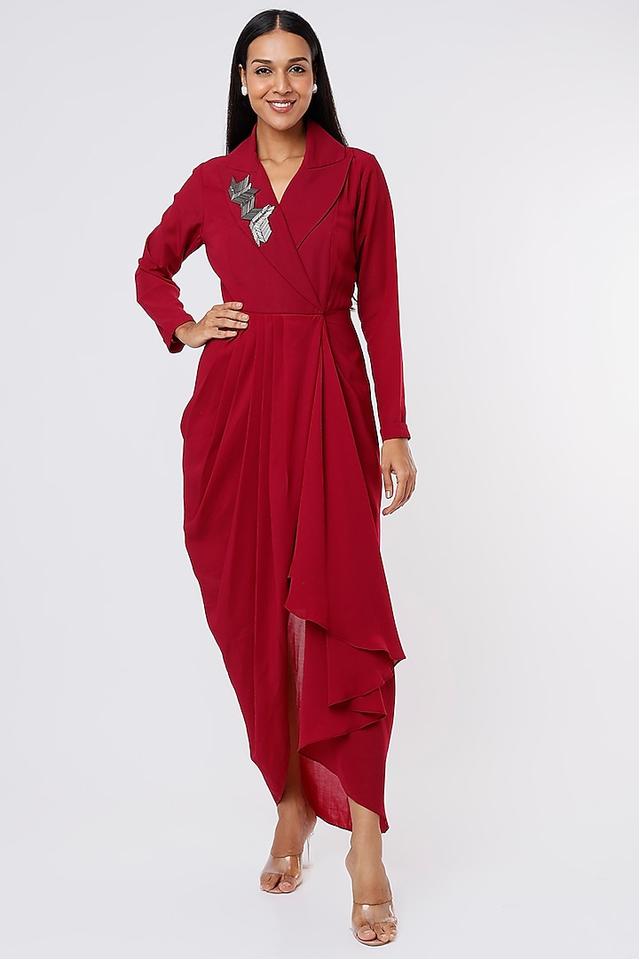 Maroon Embroidered Dress by Aakaar