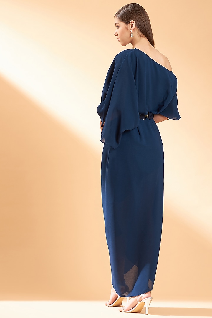 Sapphire Blue Moss Crepe Summer Dress by Aakaar at Pernia's Pop Up Shop