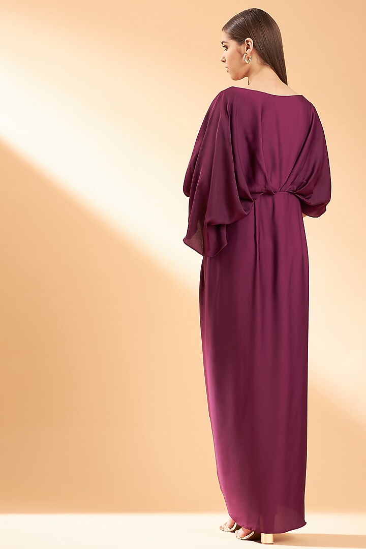 Mauve Satin Crepe Maxi Summer Dress by Aakaar at Pernia's Pop Up Shop