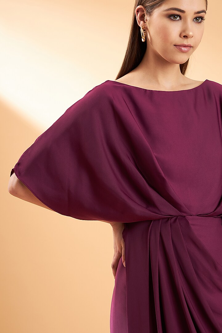 Mauve Satin Crepe Maxi Summer Dress by Aakaar at Pernia's Pop Up Shop
