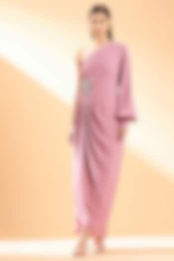 Pink Moss Crepe Maxi Dress by Aakaar