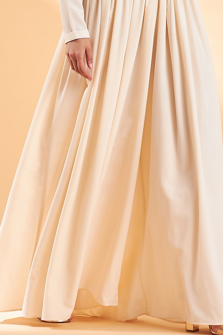 Ecru Colored Jumpsuit With Embroidered Belt by Aakaar at Pernia's Pop Up Shop