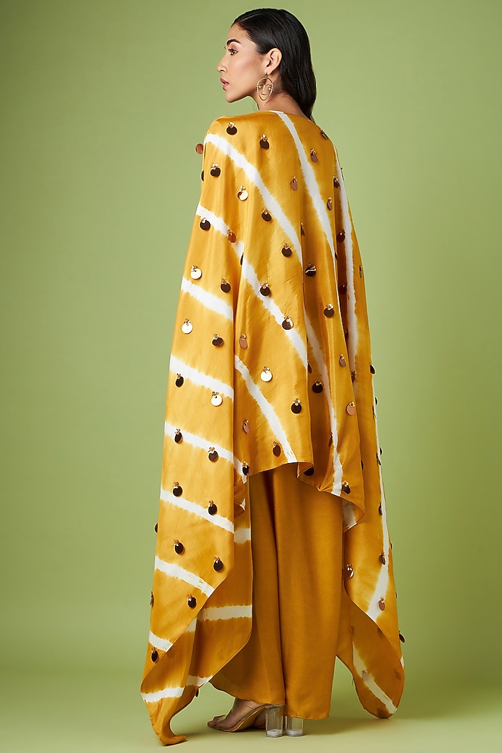 Mustard Matka Silk Embroidered Jacket Summer Dress by Aakaar at Pernia's Pop Up Shop