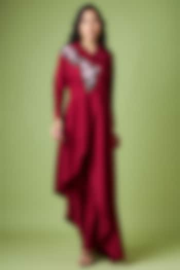 Maroon Cotton Silk Tunic Set by Aakaar at Pernia's Pop Up Shop