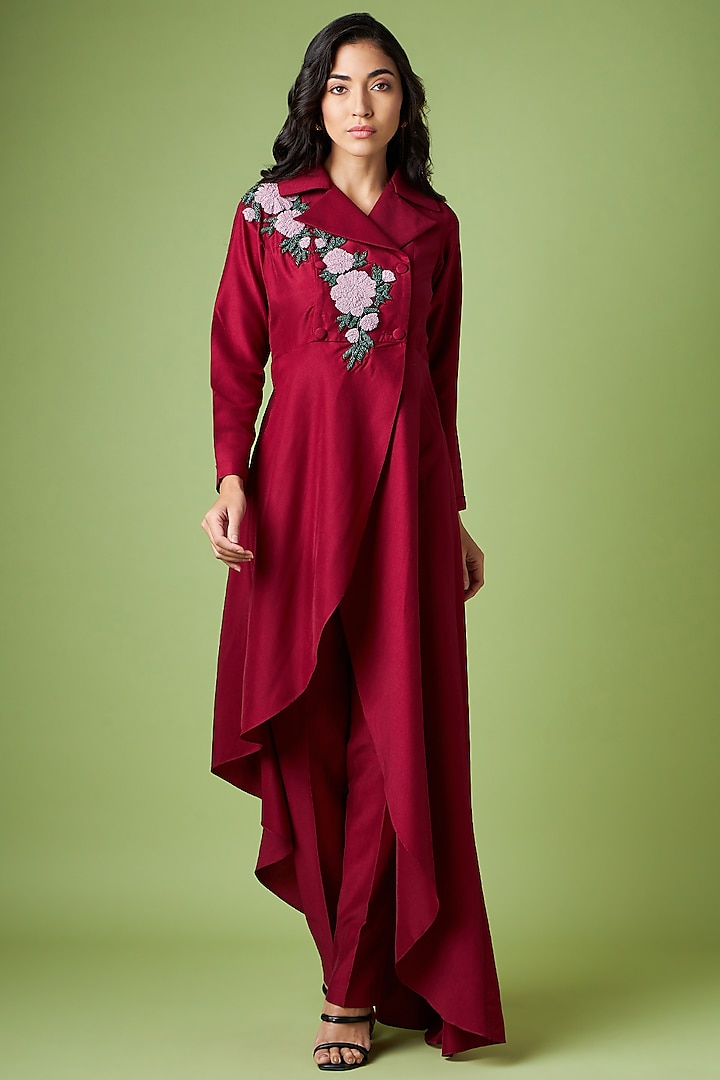 Maroon Cotton Silk Tunic Set by Aakaar at Pernia's Pop Up Shop