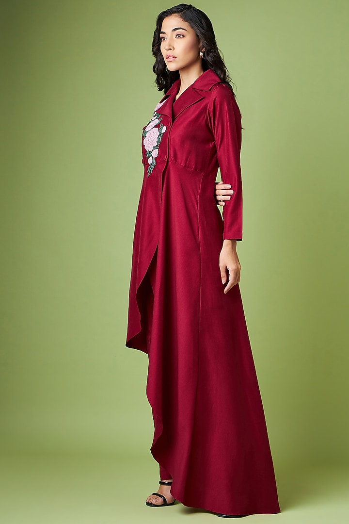 Maroon Cotton Silk Tunic Set by Aakaar at Pernia's Pop Up Shop