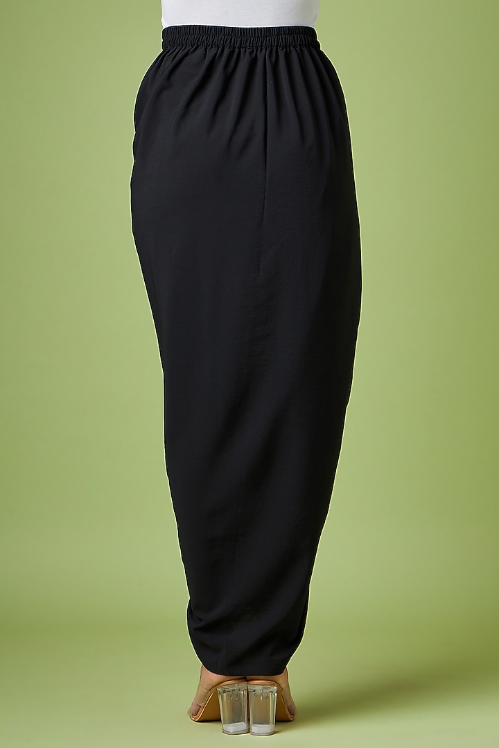Black Moss Crepe Draped Skirt by Aakaar at Pernia's Pop Up Shop
