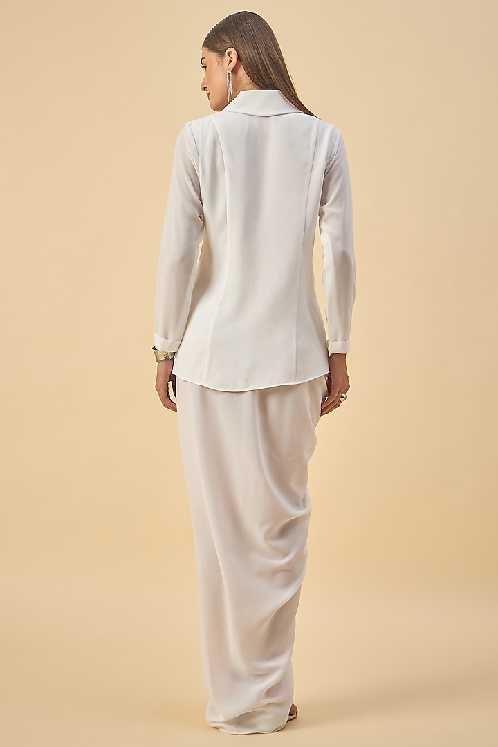 White Moss Crepe Dhoti Set by Aakaar at Pernia's Pop Up Shop