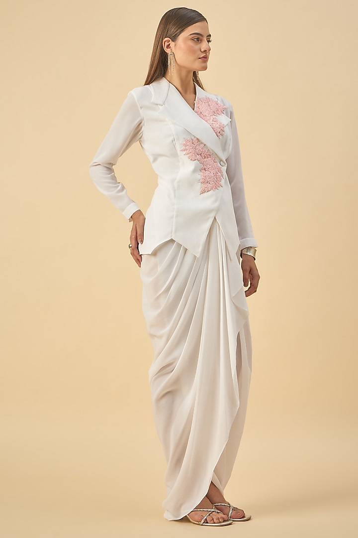 White Moss Crepe Dhoti Set by Aakaar at Pernia's Pop Up Shop