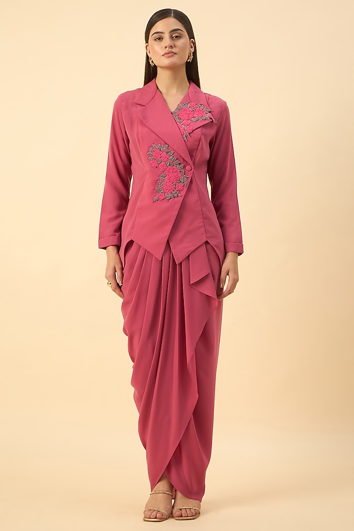 Pink Moss Crepe Dhoti Set by Aakaar at Pernia's Pop Up Shop