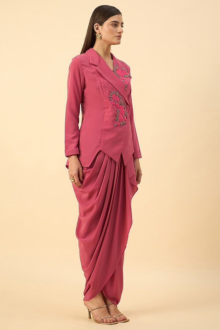 Pink Moss Crepe Dhoti Set by Aakaar at Pernia's Pop Up Shop