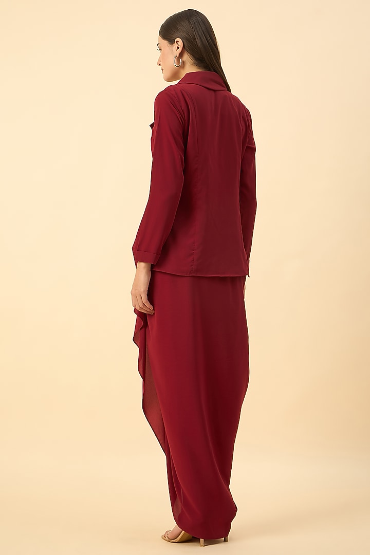 Red Moss Crepe Dhoti Set by Aakaar at Pernia's Pop Up Shop