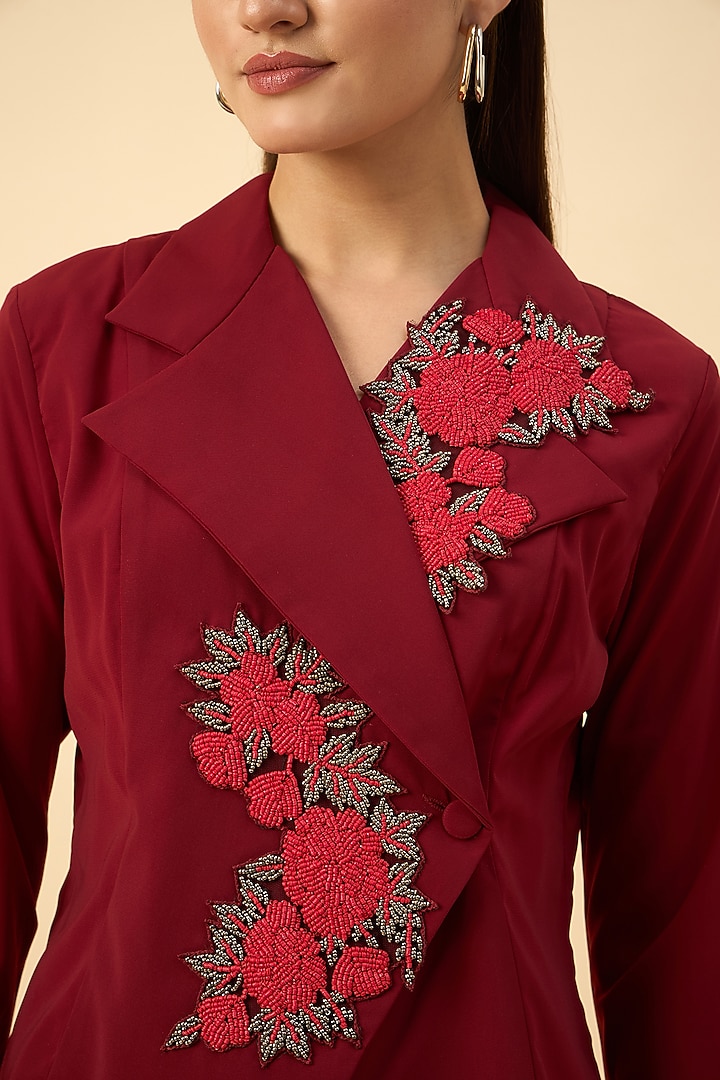Red Moss Crepe Dhoti Set by Aakaar at Pernia's Pop Up Shop