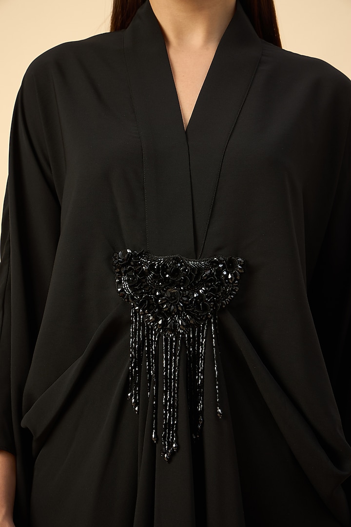 Black Moss Crepe Kaftan Set by Aakaar at Pernia's Pop Up Shop