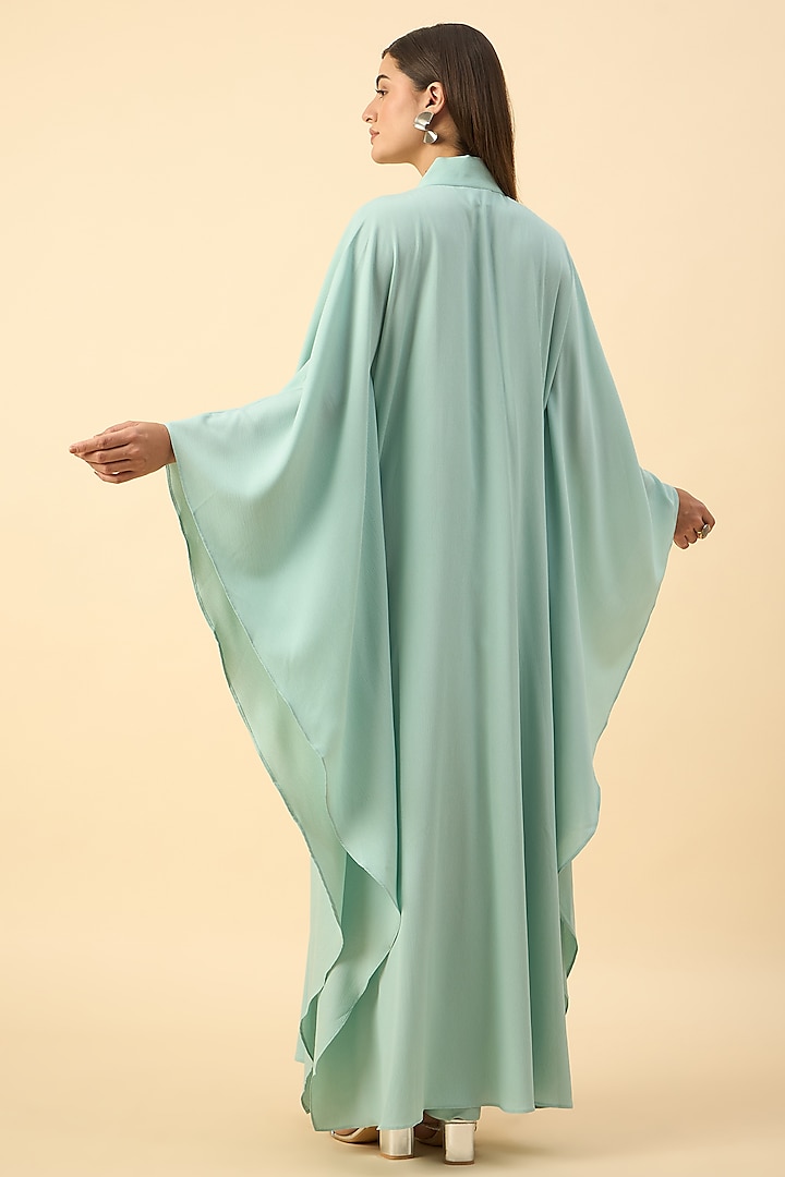 Aqua Blue Moss Crepe Kaftan Set by Aakaar at Pernia's Pop Up Shop