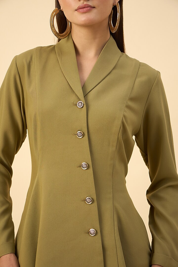 Fern Green Moss Crepe Tunic Set by Aakaar at Pernia's Pop Up Shop