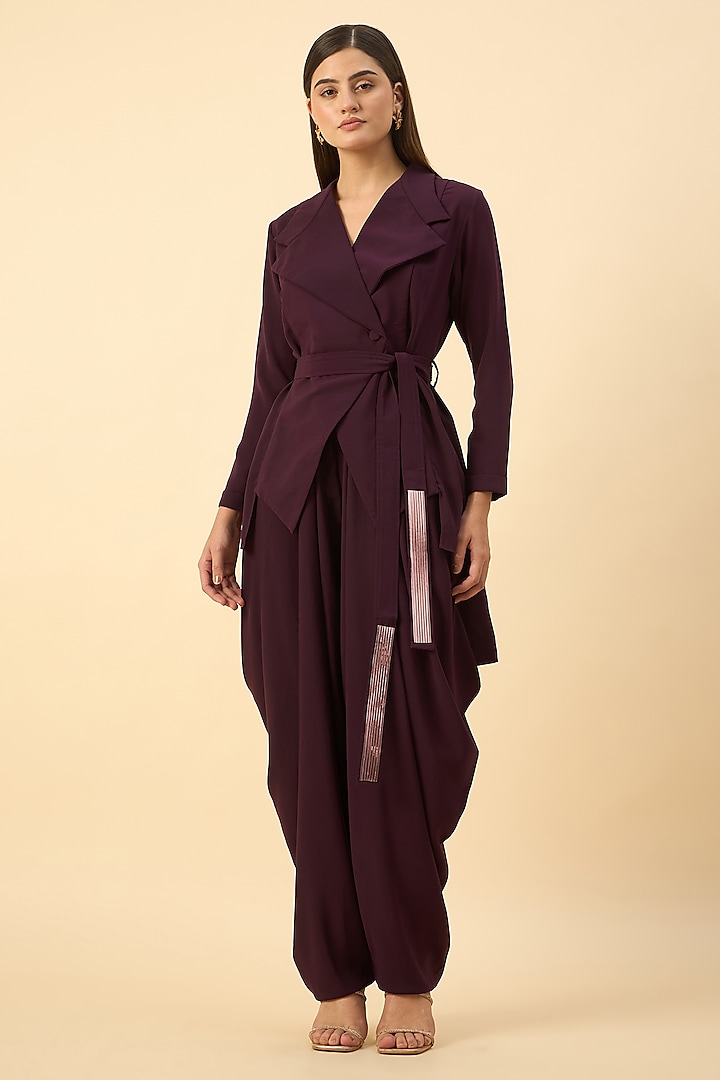 Purple Moss Crepe Dhoti Set by Aakaar at Pernia's Pop Up Shop