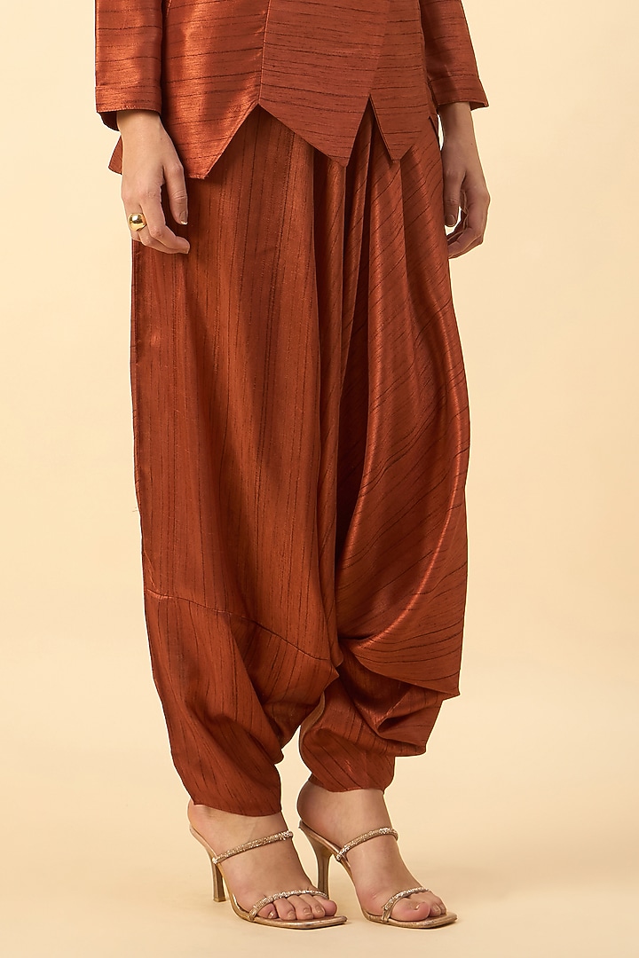 Copper Brown Matka Silk Co-Ord Set by Aakaar at Pernia's Pop Up Shop