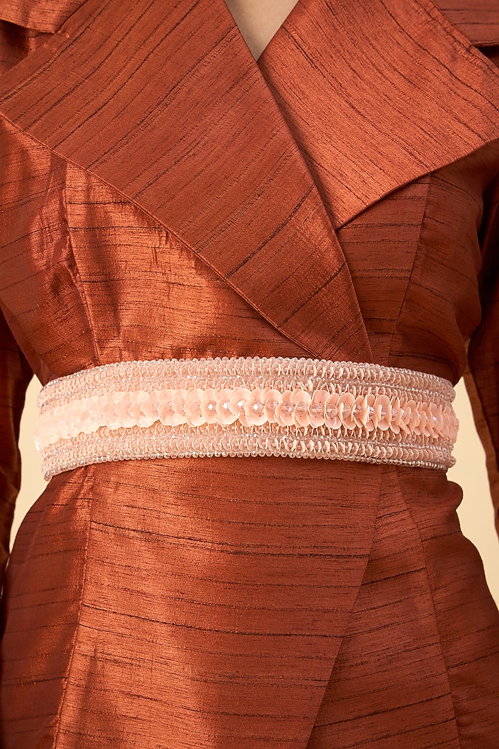 Copper Brown Matka Silk Co-Ord Set by Aakaar at Pernia's Pop Up Shop