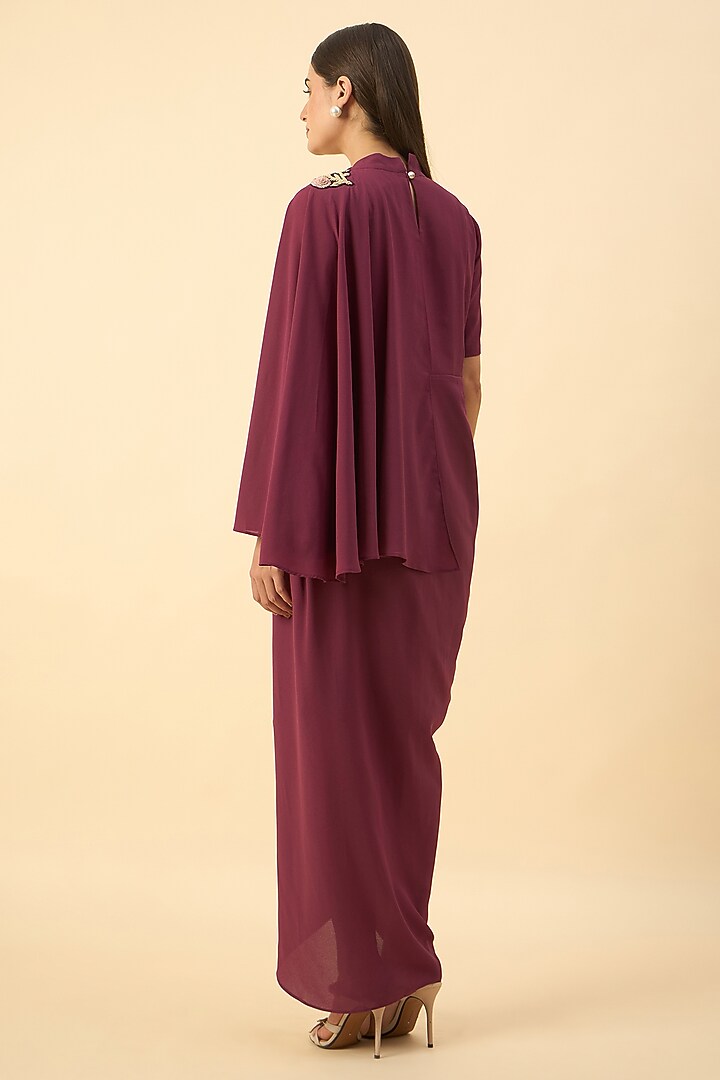 Purple Moss Crepe Draped Summer Dress by Aakaar at Pernia's Pop Up Shop