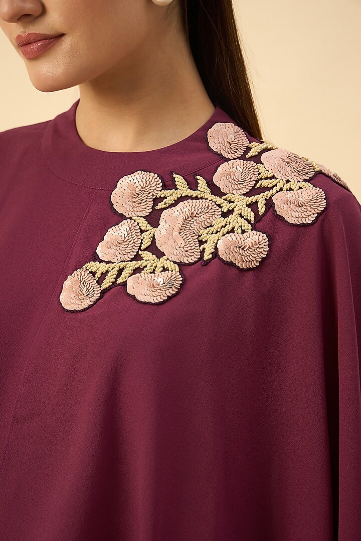 Purple Moss Crepe Draped Summer Dress by Aakaar at Pernia's Pop Up Shop