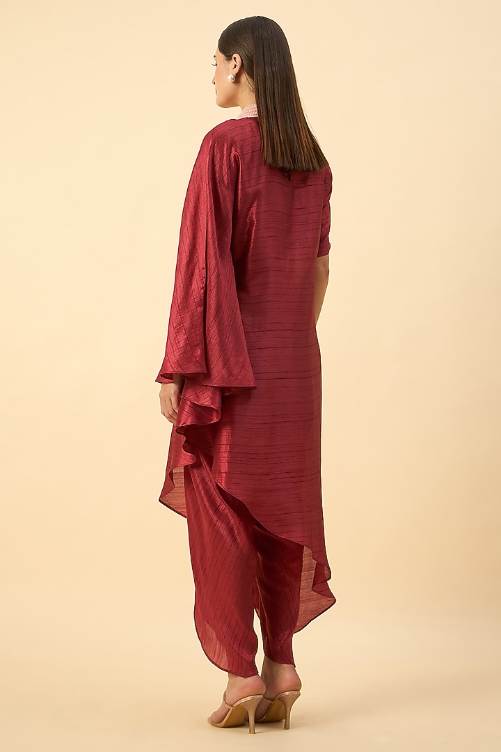 Copper Brown Matka Silk Tunic Set by Aakaar at Pernia's Pop Up Shop