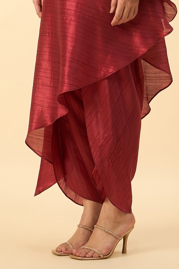 Copper Brown Matka Silk Tunic Set by Aakaar at Pernia's Pop Up Shop