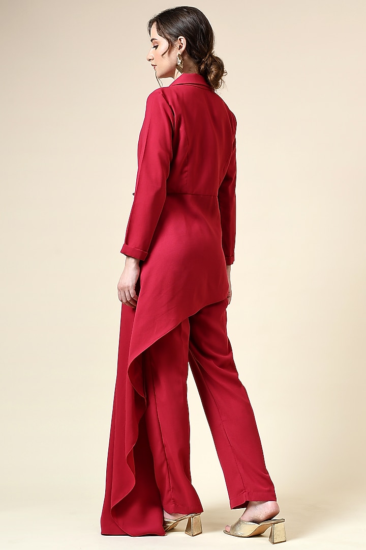Pink Moss Crepe Sequins Embroidered Blazer Set by Aakaar at Pernia's Pop Up Shop