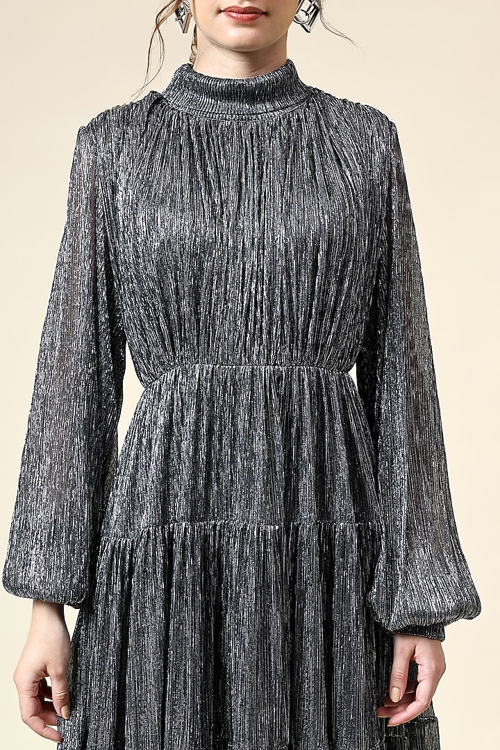 Silver Metallic Moss Crepe Maxi Summer Dress by Aakaar at Pernia's Pop Up Shop