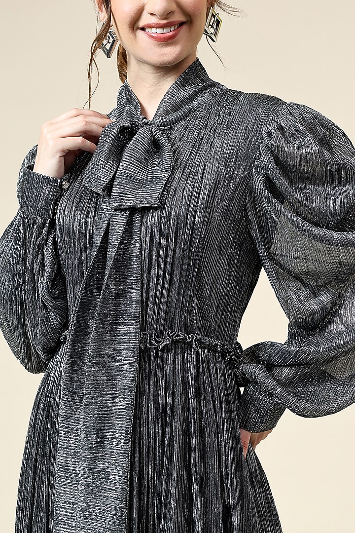 Silver Metallic Moss Crepe Maxi Summer Dress by Aakaar at Pernia's Pop Up Shop