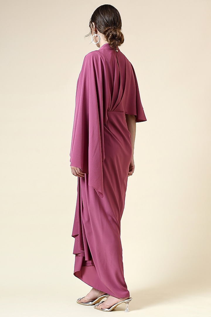 Pink Moss Crepe Crystal Embellished Draped Maxi Summer Dress by Aakaar at Pernia's Pop Up Shop