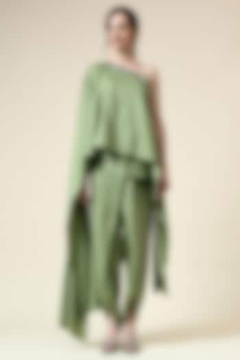 Tropical Green Moss Crepe Tunic Set by Aakaar at Pernia's Pop Up Shop