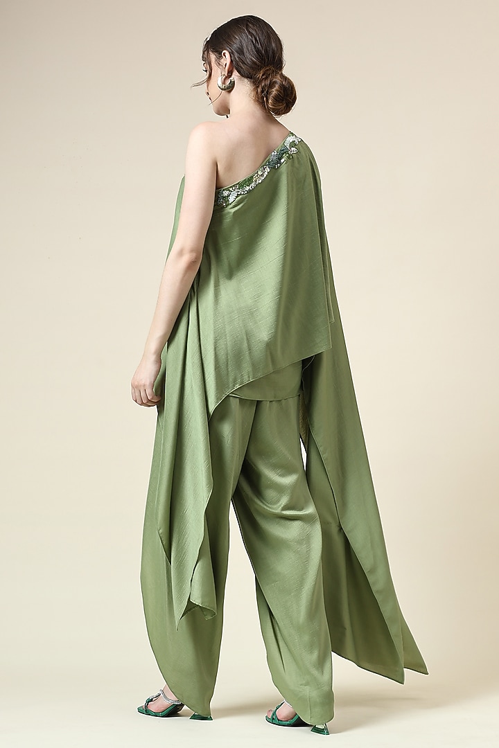 Tropical Green Moss Crepe Tunic Set by Aakaar at Pernia's Pop Up Shop