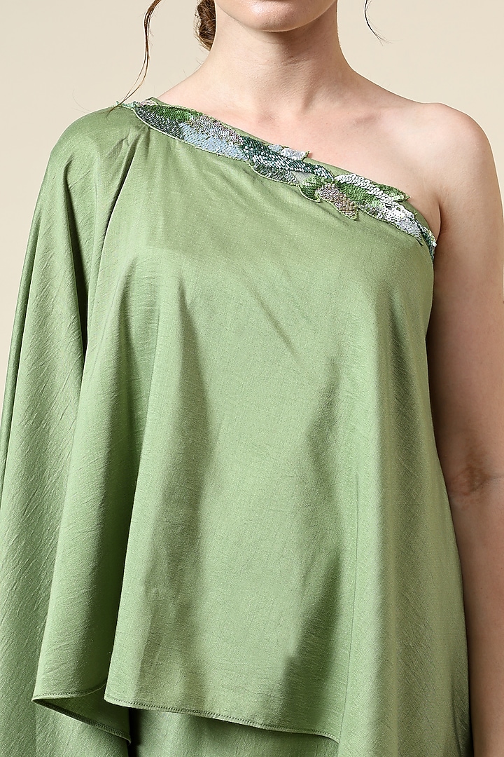 Tropical Green Moss Crepe Tunic Set by Aakaar at Pernia's Pop Up Shop