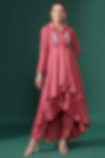Pink Cotton Silk Embellished Co-Ord Set by Aakaar at Pernia's Pop Up Shop