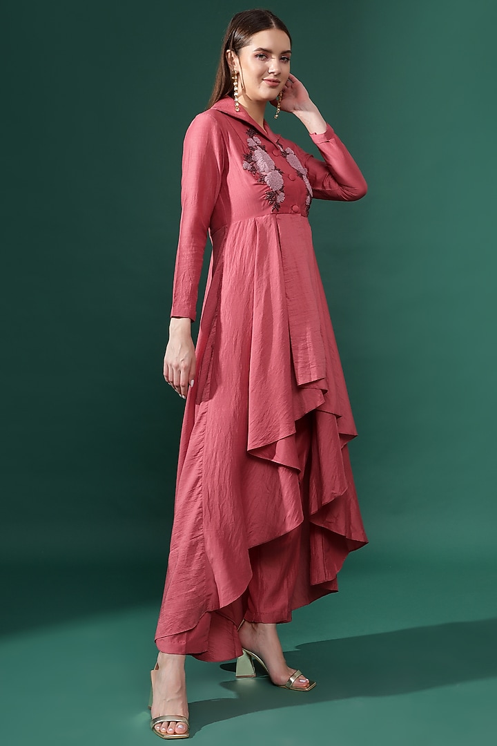 Pink Cotton Silk Embellished Co-Ord Set by Aakaar at Pernia's Pop Up Shop