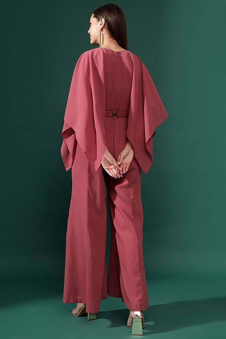 Cupcake Pink Moss Crepe Embellished Jumpsuit by Aakaar at Pernia's Pop Up Shop