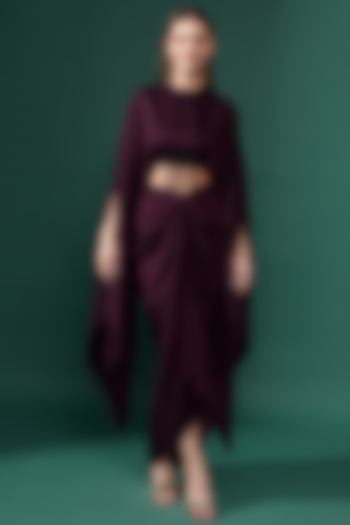 Purple Moss Crepe Skirt Set by Aakaar at Pernia's Pop Up Shop