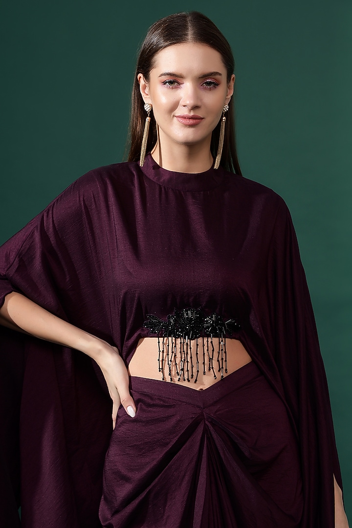 Purple Moss Crepe Skirt Set by Aakaar at Pernia's Pop Up Shop