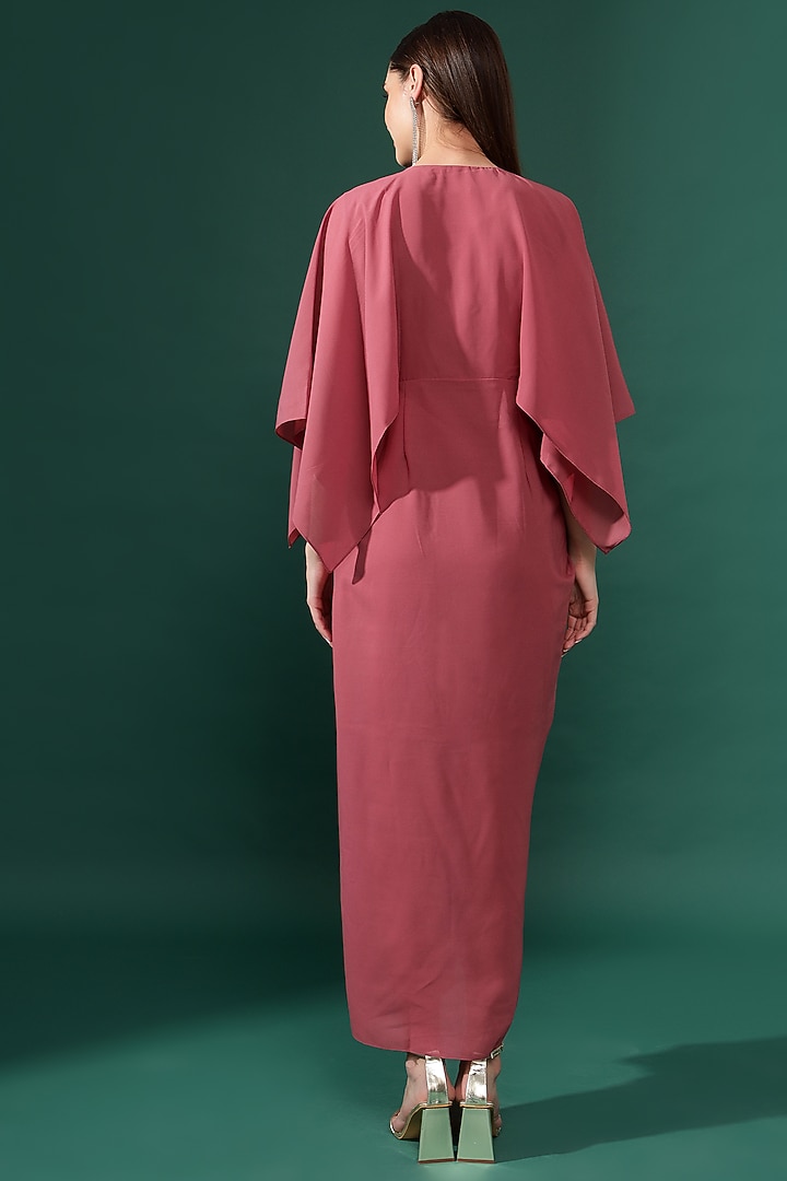 Pink Moss Crepe Embellished Maxi Summer Dress by Aakaar at Pernia's Pop Up Shop